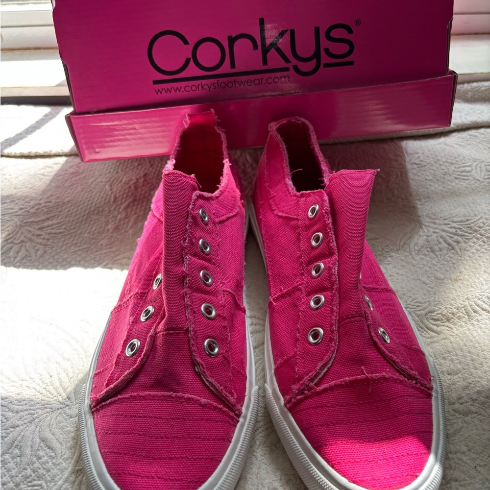 Corkys Women's Vibrant Pink Canvas Sneakers